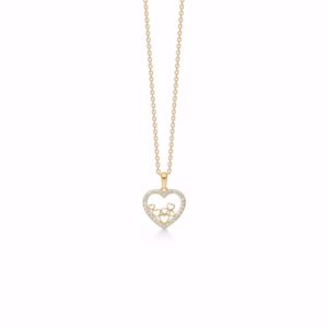 Guld & Sølv Design halskæde med 8kt guld hjerte vedhæng 7439/08