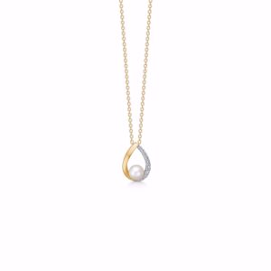 Guld & Sølv Design halskæde med 8kt guld perle vedhæng 8399/7/08