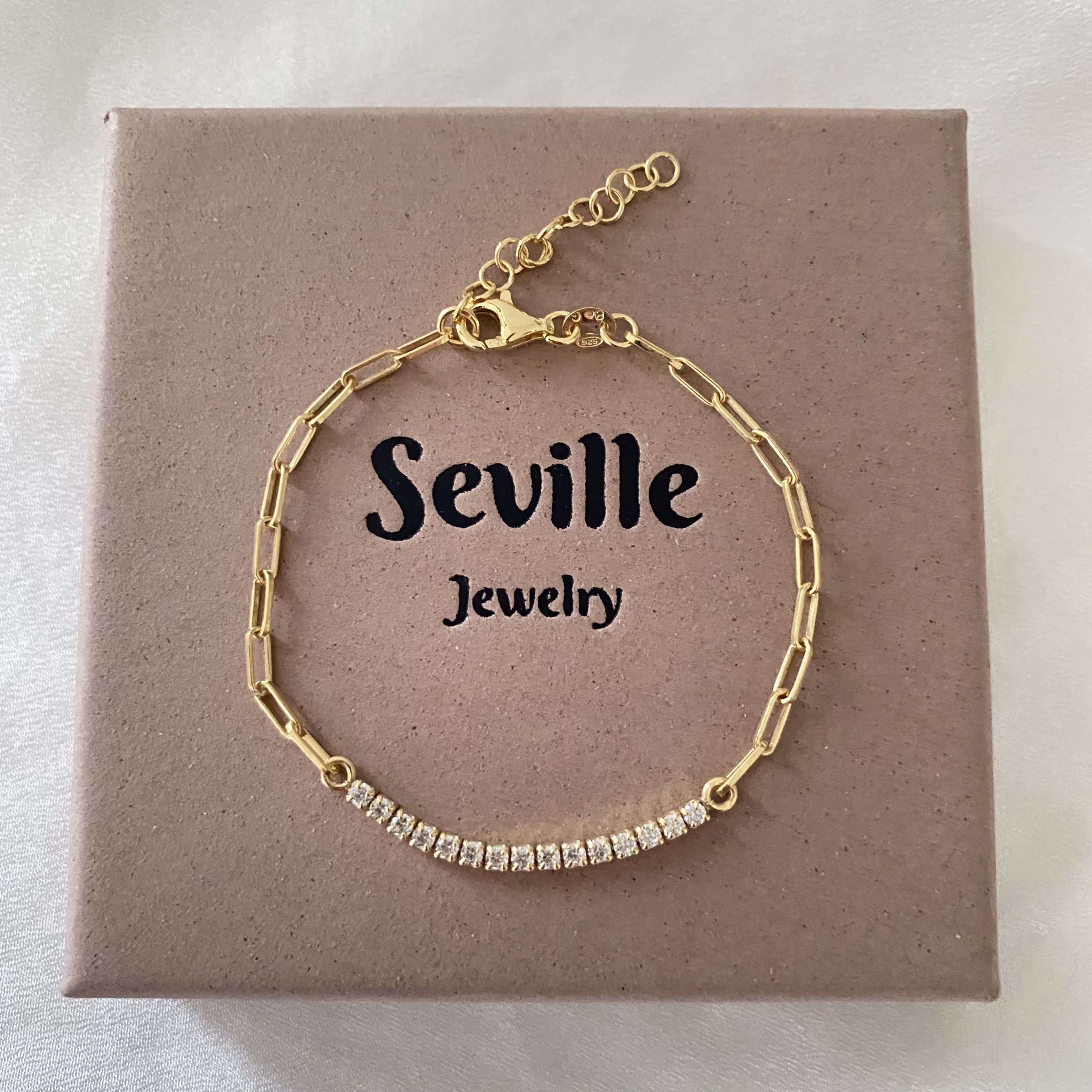 Seville Jewelry forgyldt link zirkonia armbånd 8997