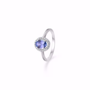 Diamant ring m. tanzanit 14kt hvidguld - Guld & Sølv Design 6444/14