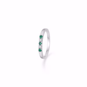 Smaragd diamant alliancering 14kt hvidguld - Guld & Sølv Design 6439/14HV