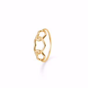 8kt Guld ring med 3 hjerter - Guld & Sølv Design 6434/08
