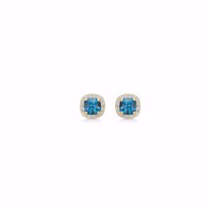 Diamant & blå topas øreringe 14kt guld - Guld & Sølv Design 8410/5/14