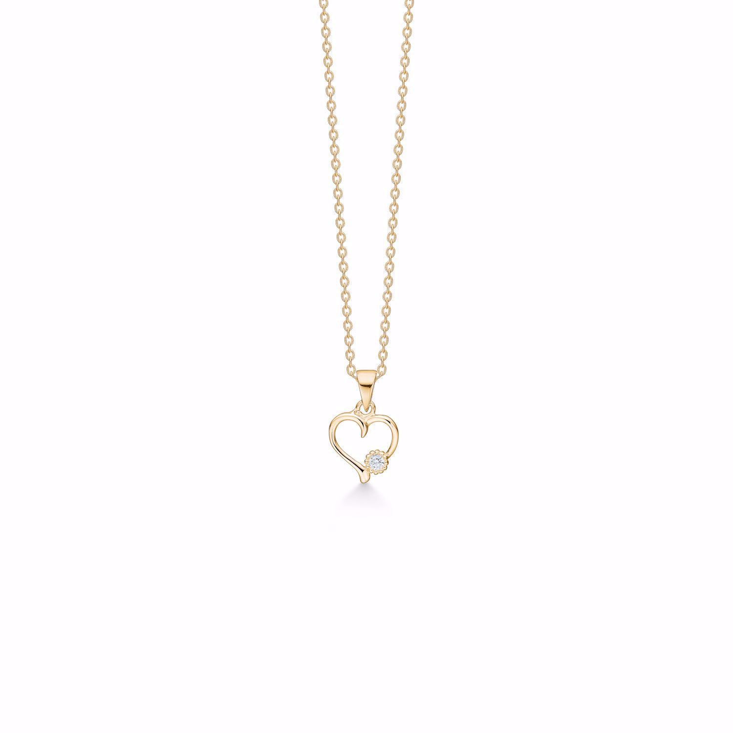 Guld & Sølv Design hjerte halskæde forgyldt 2000/3/F