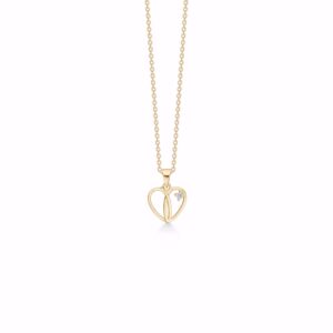 Hjerte halskæde med zirkonia sten - Guld & Sølv Design 2001/3/F