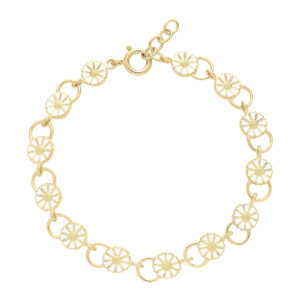 Marguerit armbånd i forgyldt sølv med 13 margueritter.