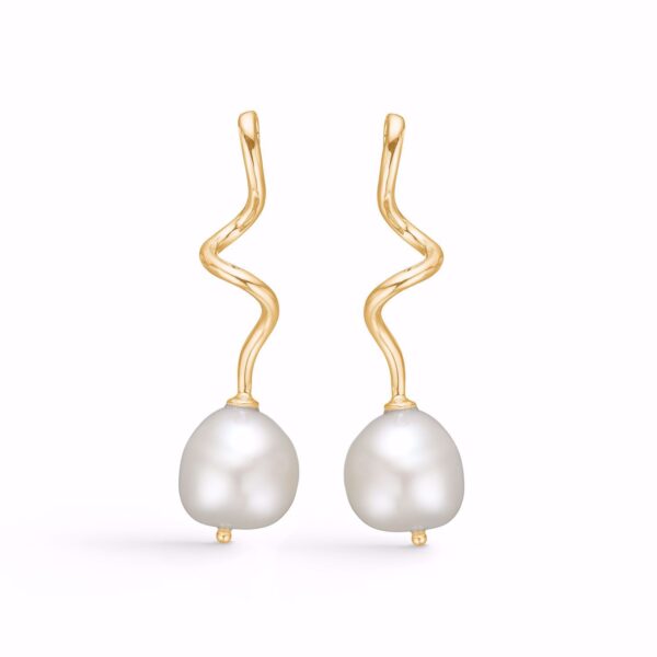 Guld & Sølv Design spiral perle øreringe forgyldt 2015/1/F