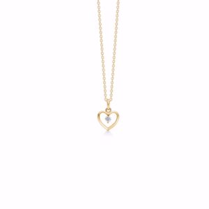 Guld & Sølv Design halskæde m. 8kt guld hjerte vedhæng 8407/7/08
