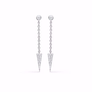 Seville Jewelry kæde øreringe med spids trekant i sølv 11515