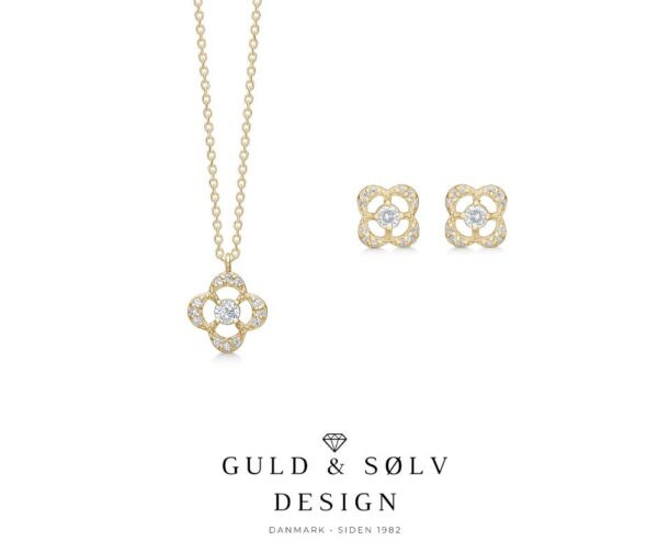 Guld & Sølv Design - Forgyldte zirkonia ørestikker 2017/1/F - Billede 2