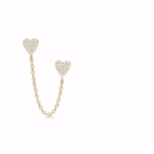 Seville Jewelry dobbelt hjerte ørestikker med zirkonia - forgyldt sølv 11533/F
