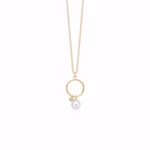 Seville Jewelry halskæde med perle & zirkonia sten vedhæng 30116/F