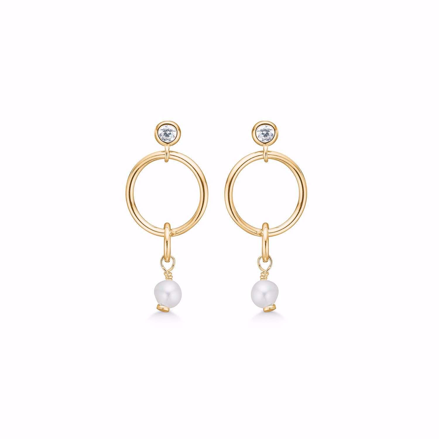 Seville Jewelry øreringe m. perle & zirkonia sten 11532-F