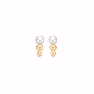 Sophia øreringe med perle & forgyldte kugler 2024/1 - Guld & Sølv Design