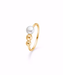 Sophia ring med perle & forgyldte kugler 2024/2 - Guld & Sølv Design