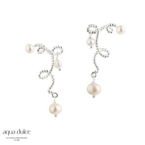 Aqua Dulce sølv øreringe Swirl Love med perle 5516