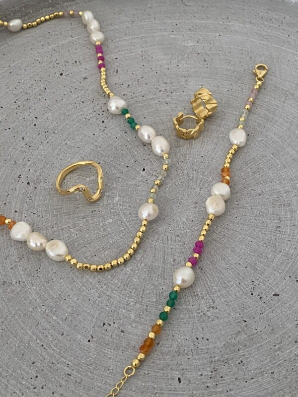 Seville Jewelry ADRIA halskæde med perler & farvede sten 81014/45 - Image 3