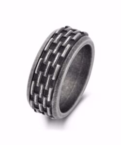 Stål herrering 8mm bred med mønster - Frank1967 7FR-0019