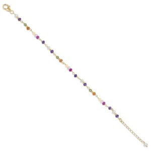 Seville Jewelry armbånd med perler & farvede sten i forgyldt sølv 81015/F