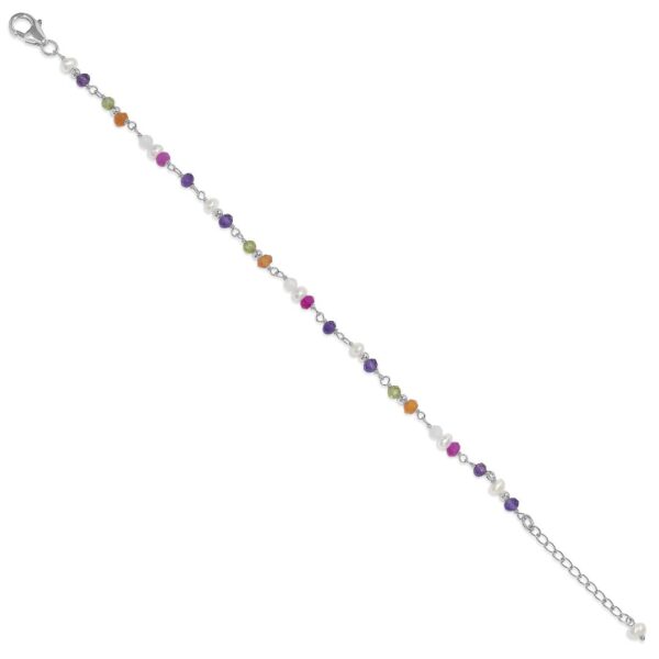 Seville Jewelry armbånd med perler & farvede sten i sølv 81015