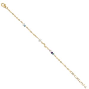 Seville Jewelry perle armbånd med farved sten forgyldt sølv 81017