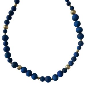 Halskæde med blå tigerøjesten 45cm - Guld & Sølv Design 81020/45