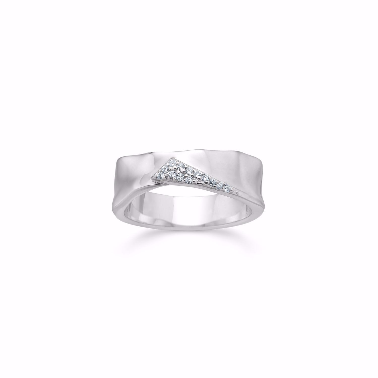 Bred sølv ring med zirkonia sten - Guld & Sølv Design 2026/2