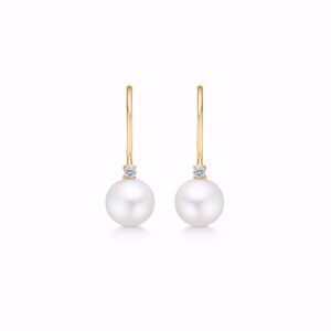Perle øreringe med diamant 14 karat guld - Guld & Sølv Design 5679/14