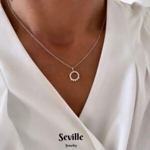 Seville Jewelry sølv halskæde med cirkel vedhæng 2030-3