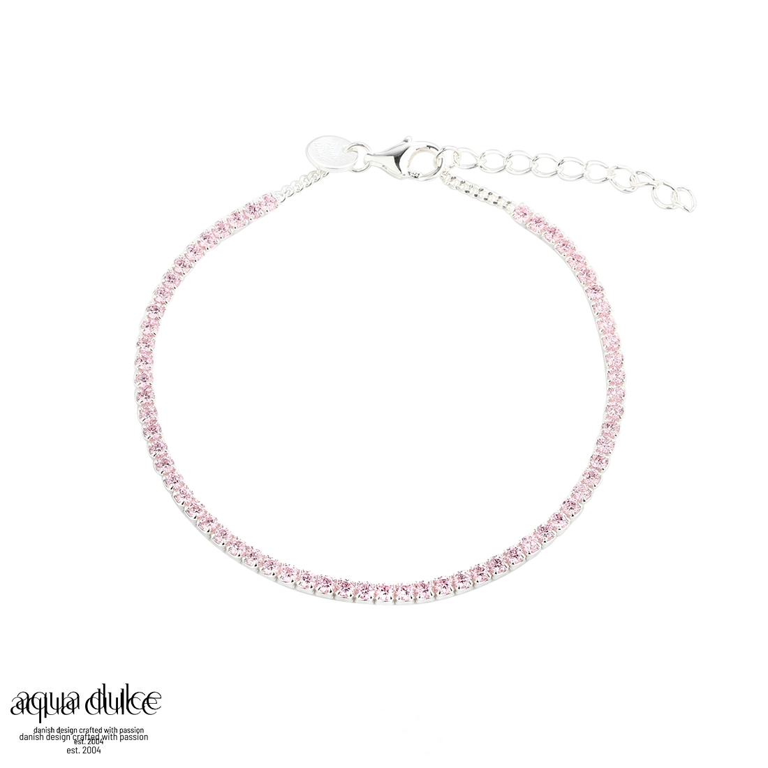 Aqua Dulce sølv tennis armbånd rosa zirkonia 5790