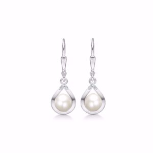 Perle øreringe med diamant 9 karat hvidguld - Guld & Sølv Design 8381/5/08