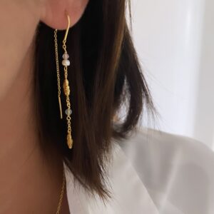 Seville Jewelry kæde øreringe med sten & perle 11555