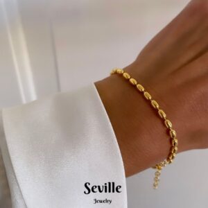 Seville Jewelry oval kuglekæde armbånd forgyldt sølv 81024/F