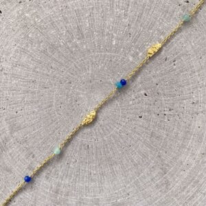Seville Jewelry armbånd blå nuancer & rustikke plader 81025