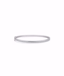 Armring i 925 sterling sølv med klare zirkonia sten, størrelse ca. 6 x 5 cm.