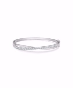 Armring i 925 sterling sølv med klare zirkonia, 6 x 5 cm.