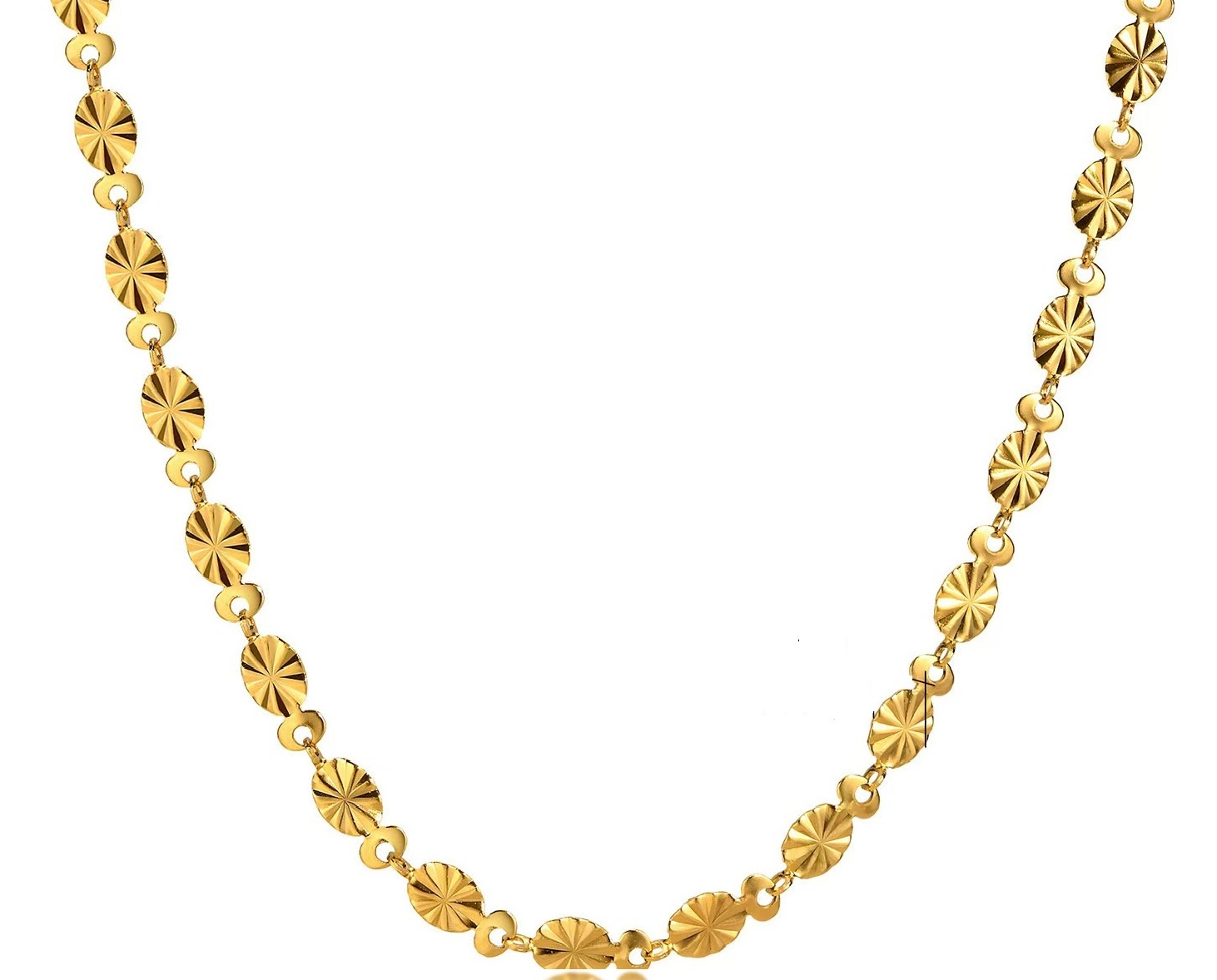 Plissé halskæde i guldfarvet stål 38+5 cm - CO88