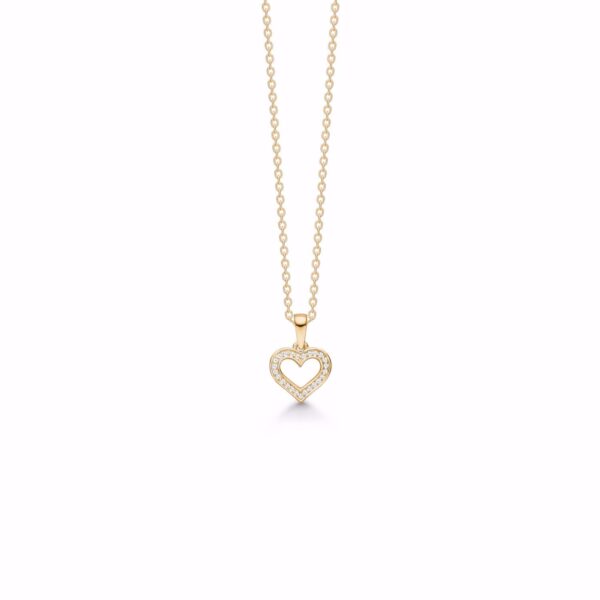 Halskæde med diamant hjerte vedhæng i 14 kt guld - Guld & Sølv Design 7418/14
