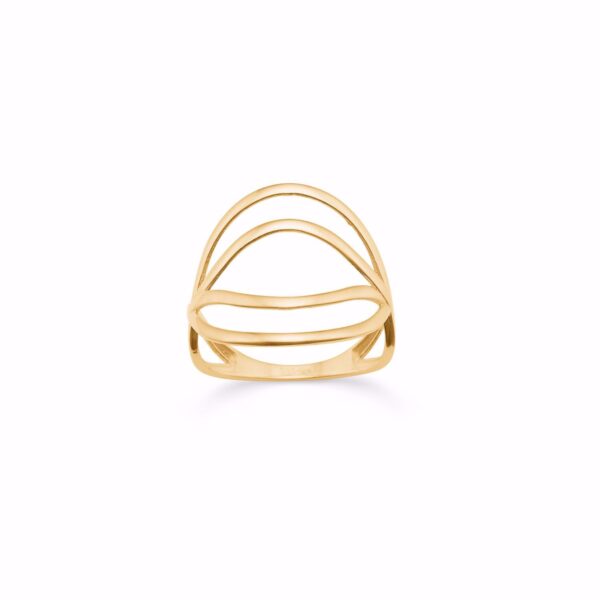 8 kt guldring med tråde på toppen - Guld & Sølv Design 6485-08