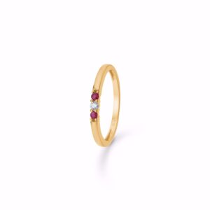 Alliancering med rubiner 8 kt guld - Guld & Sølv Design 6399/08