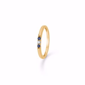 Ring i 8 kt. guld med safirer og zirkonia – Guld & Sølv Design
