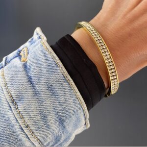 Armring guldfarvet stål 2rækker zirkonia sten - CO88 8CB-91083