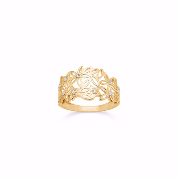 Bred blomsterring i 8 karat guld - Guld & Sølv Design 6481/08