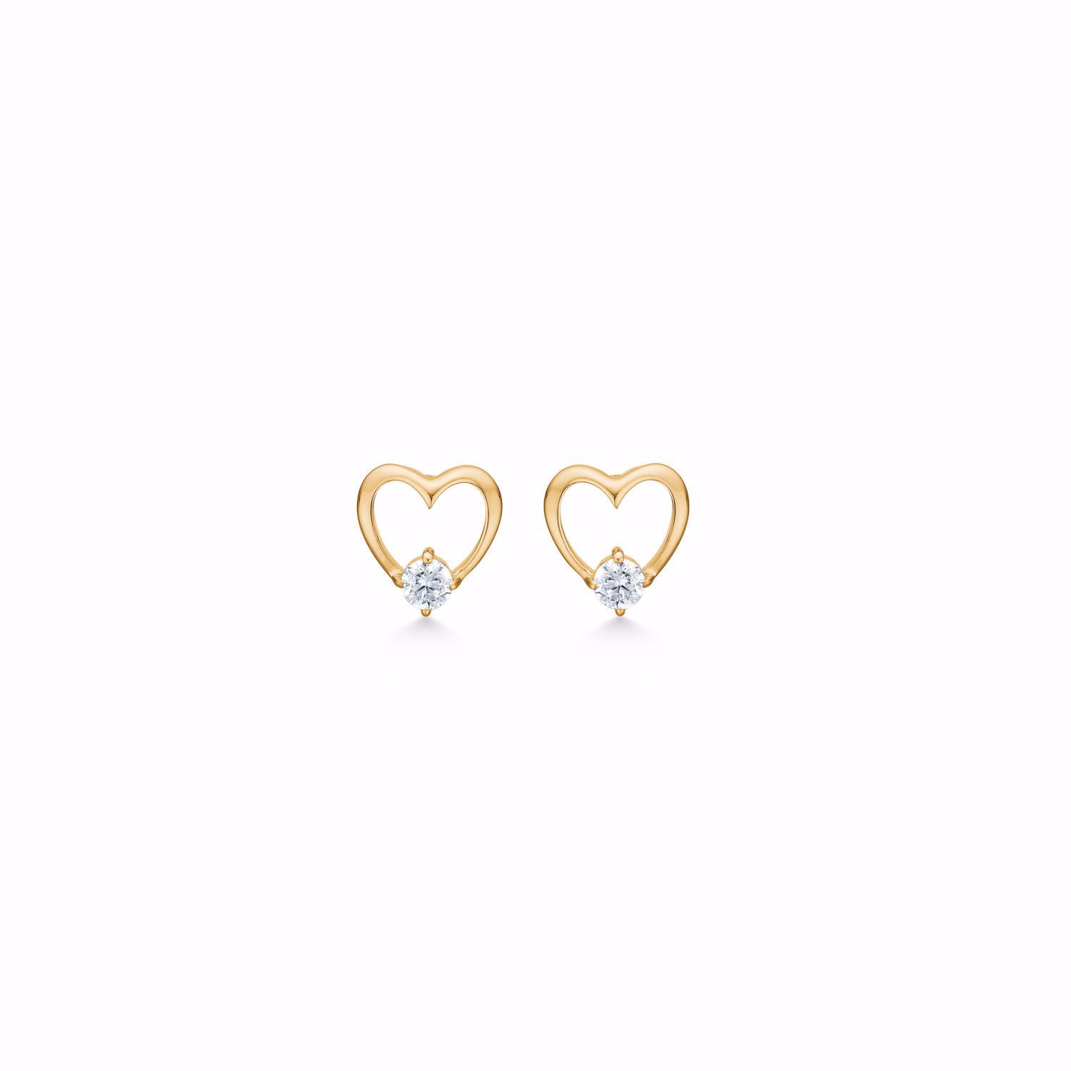 Hjerte ørestikker 8 karat guld - Guld & Sølv Design