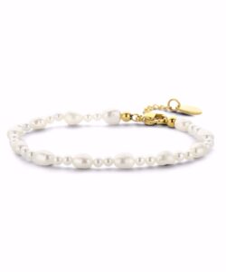 Perle armbånd i guldfarvet stål CO88 8CB-91079