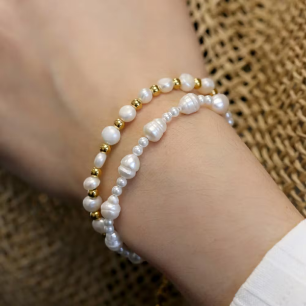 Perle armbånd i guldfarvet stål CO88 8CB-91079 - Billede 2