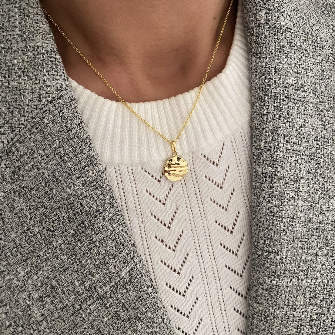 Halskæde med 8kt cirkel vedhæng - 8449/7/08 - Billede 2