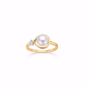 8kt guldring med perle - 6491/08