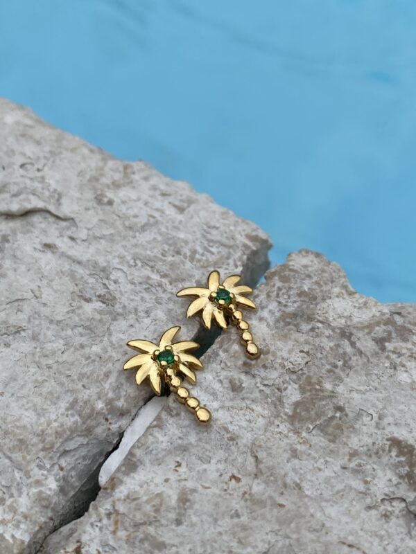 PALMA øreringe med palme & grøn sten - Seville Jewelry 2045/1 - Billede 2