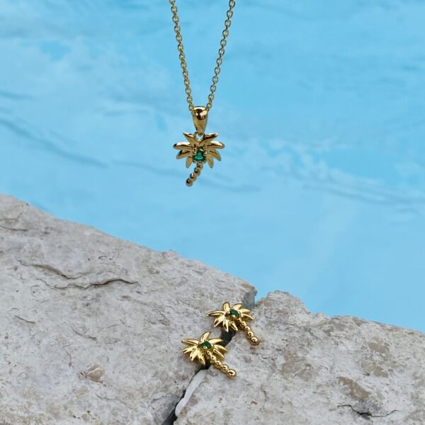 PALMA øreringe med palme & grøn sten - Seville Jewelry 2045/1 - Billede 3